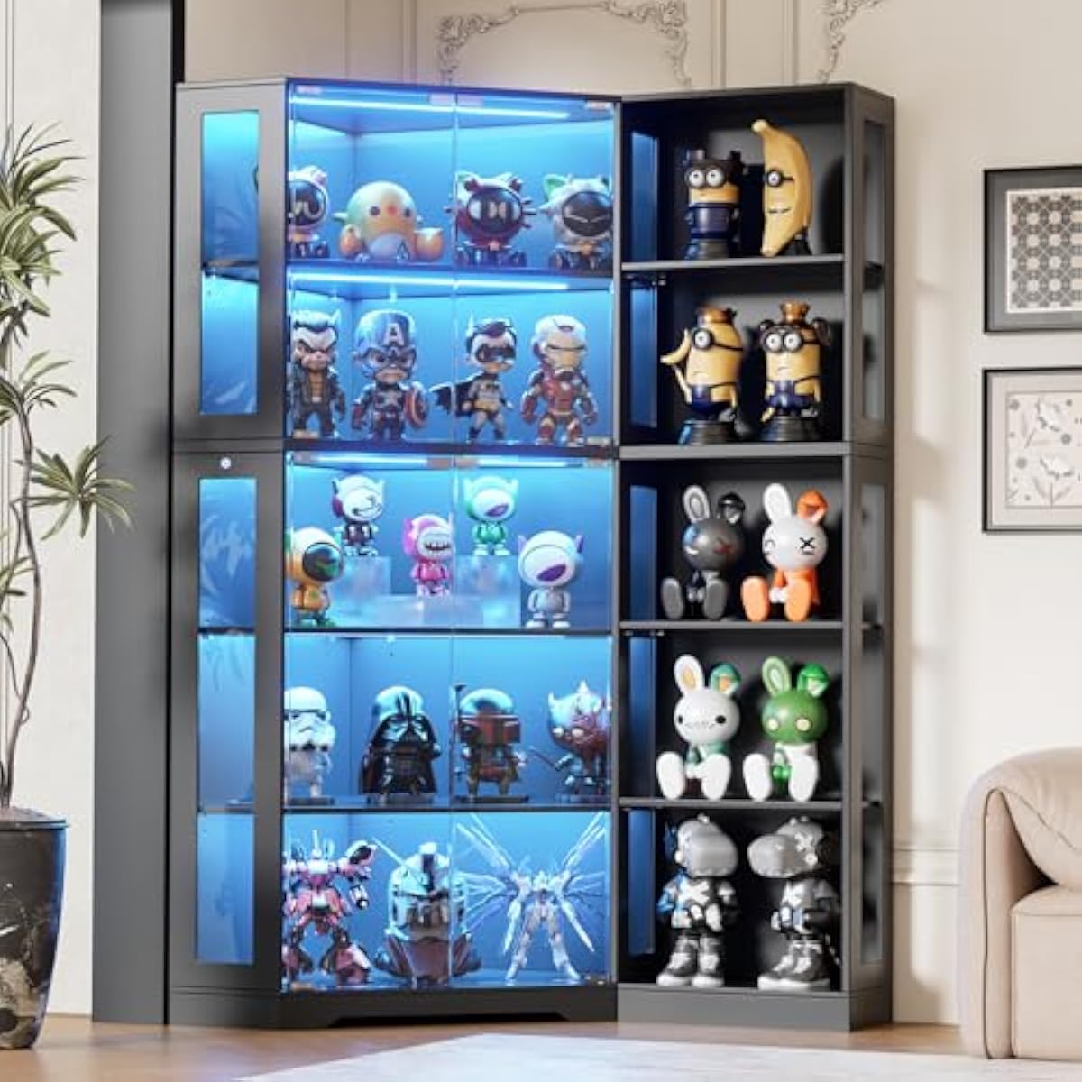 Lighting - Vitrine mit Türen aus gehärtetem Glas,