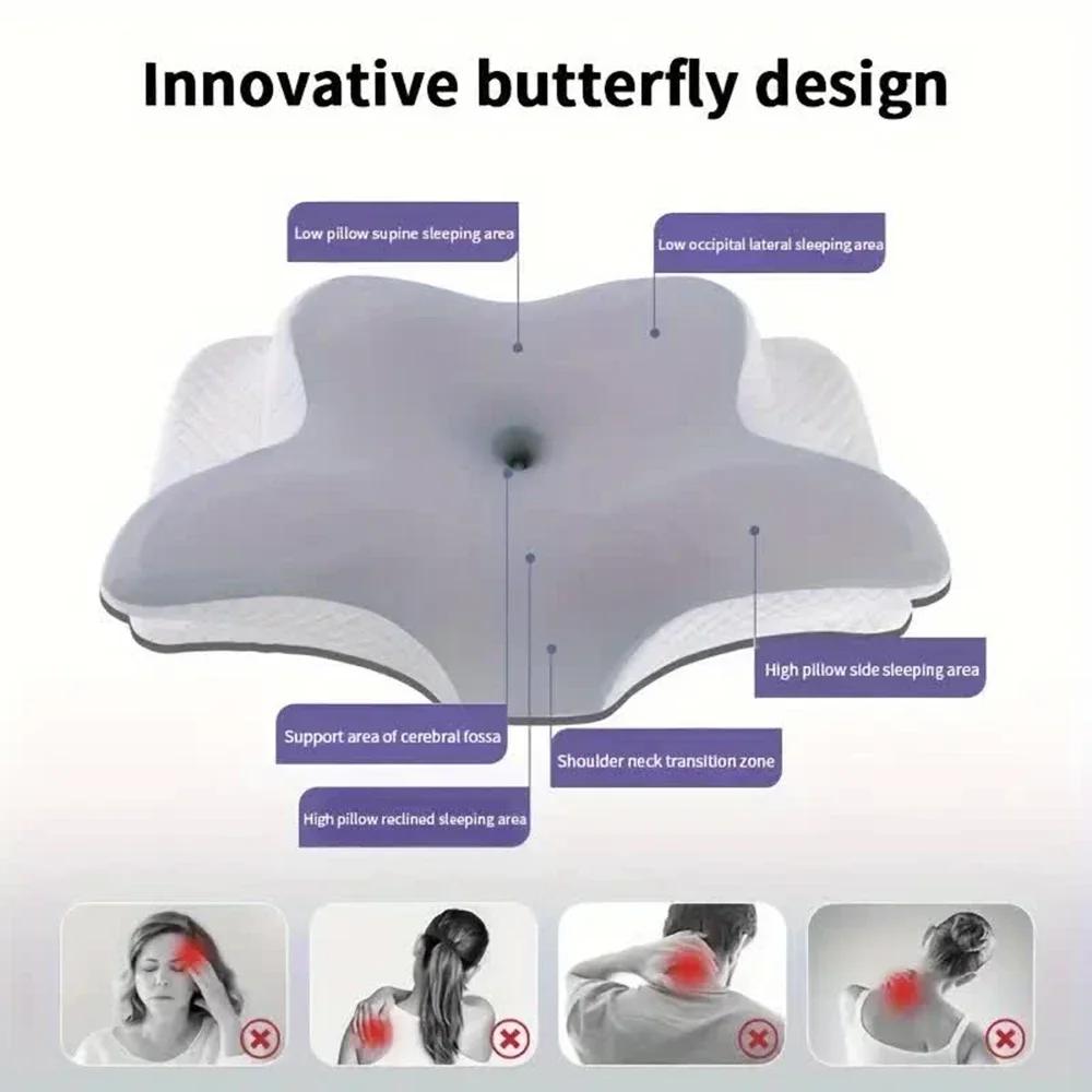 Memory Foam Orthopedic Pillow Neck Pain - Memory-Schaum-Kissen, Schmetterlingsförmiges, entspannendes Nackenkissen mit langsamer