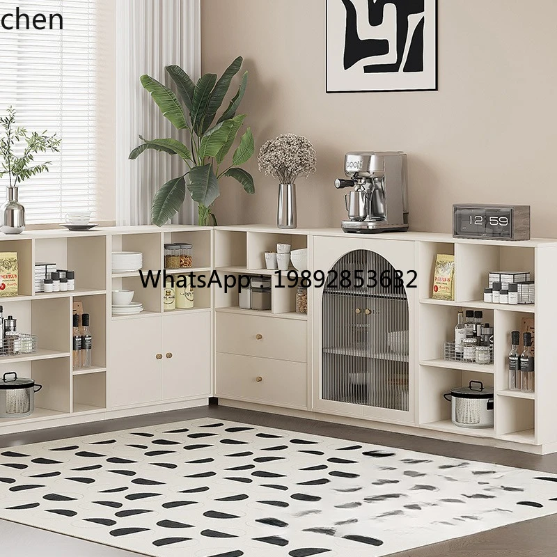Kitchen - i7 Cremefarbener Windschrank Kombinations-Mahlzeiten-Sideboard Küchenschrank Tee-Kaffee-Beistellschrank