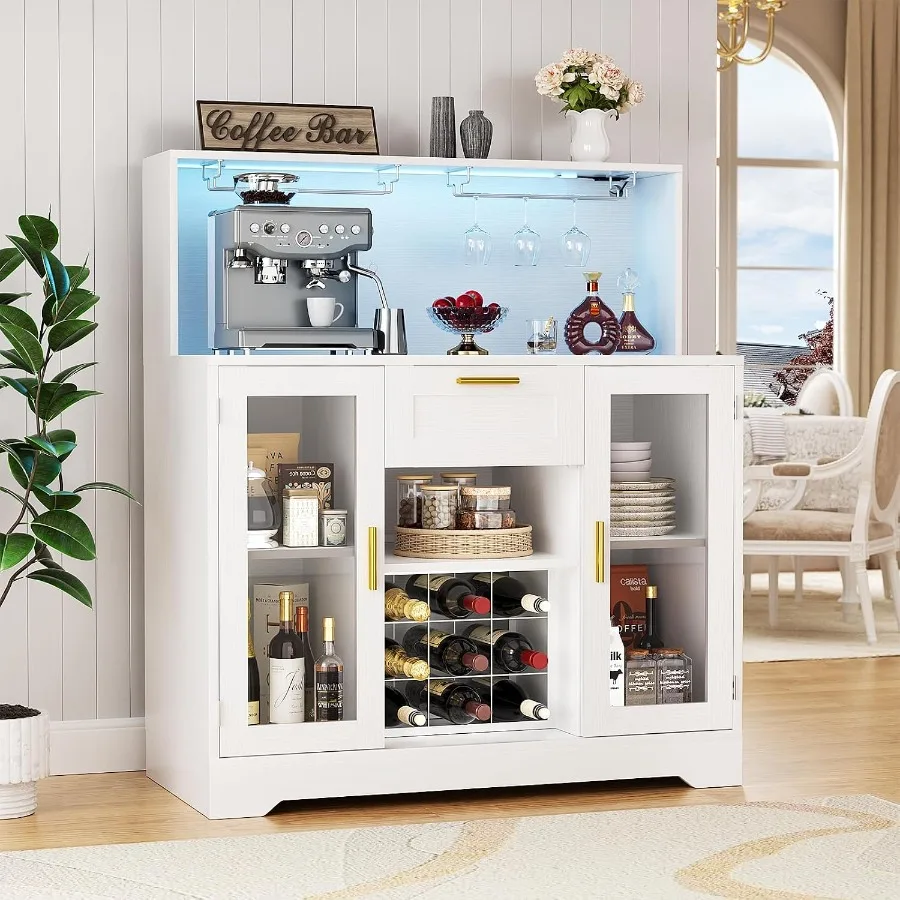 Storage & Organization - Kaffeebar-Schrank mit RGB-LED-Beleuchtung und Ablagefach für