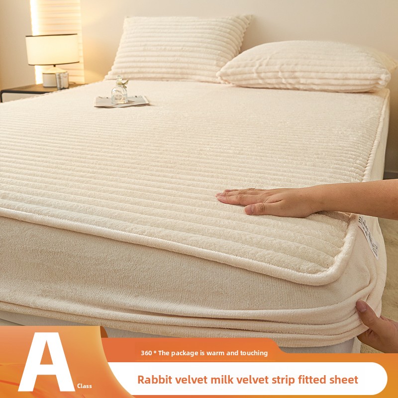 Fitted Bed Sheets Deep Pocket - Nachahmung von Kaninchen-Plüsch-Winter-Spannbettlaken-Set mit 2 Kissenbezügen,