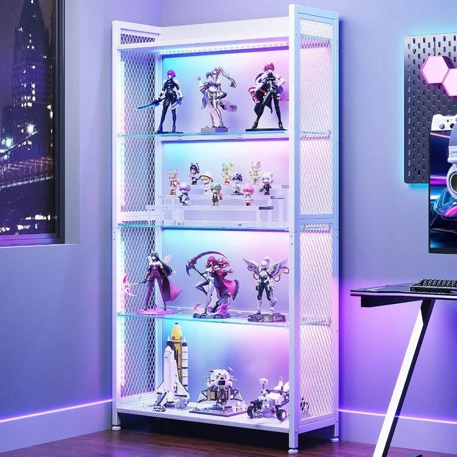 Vitrine mit offenen Glasregale – Lighting Bewertung und Preis