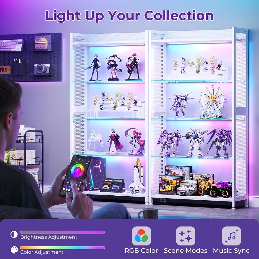 Vitrine mit offenen Glasregale – Lighting Bewertung und Preis